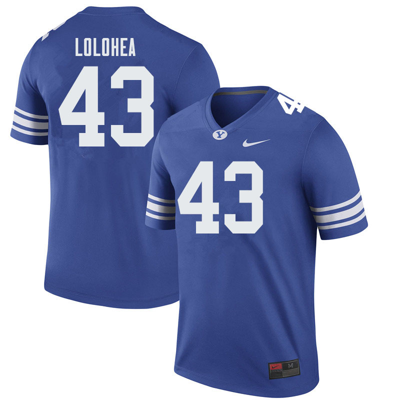 Men #43 A.J. Lolohea BYU Cougars College Football Jerseys Sale-Royal - Click Image to Close